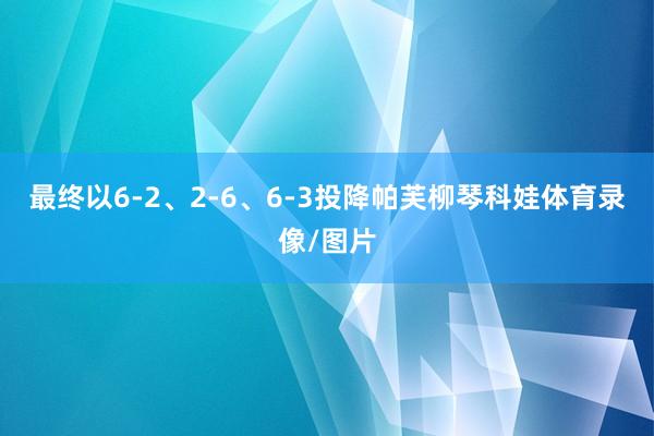 最终以6-2、2-6、6-3投降帕芙柳琴科娃体育录像/图片