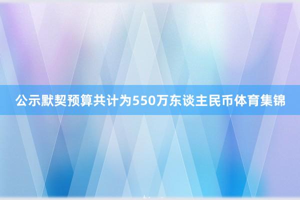 公示默契预算共计为550万东谈主民币体育集锦
