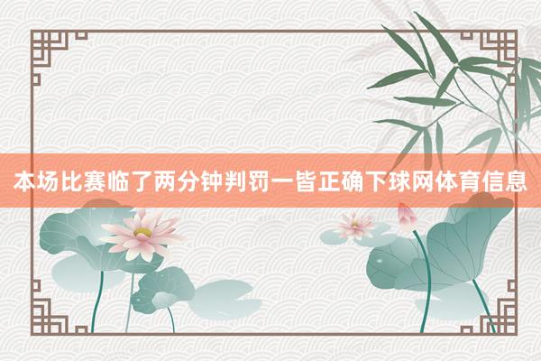 本场比赛临了两分钟判罚一皆正确下球网体育信息