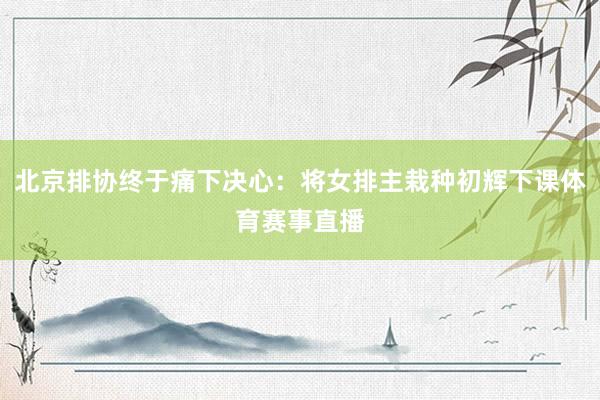北京排协终于痛下决心：将女排主栽种初辉下课体育赛事直播